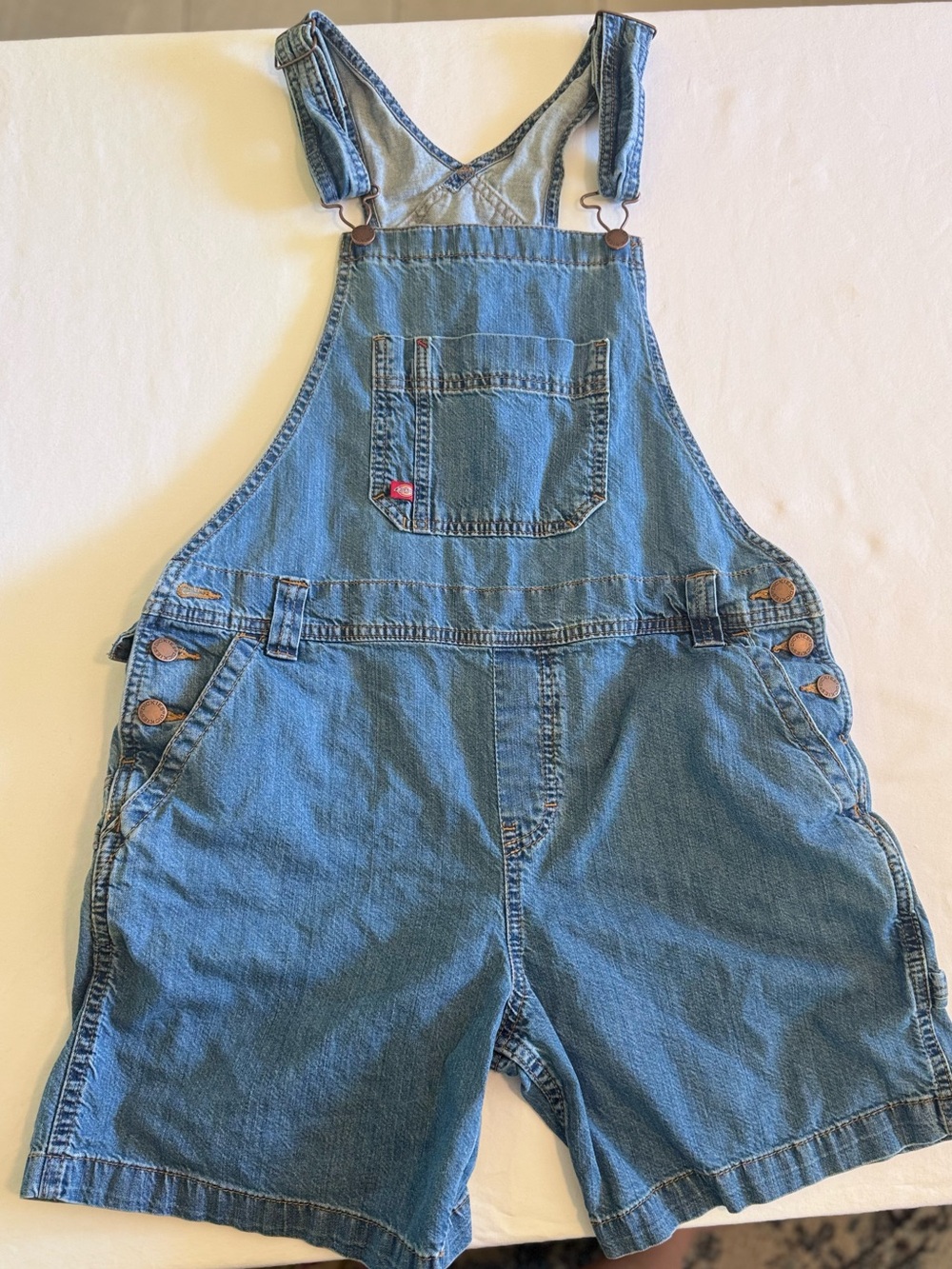 Dickies Womens Denim Shortalls Overalls Sz Medium